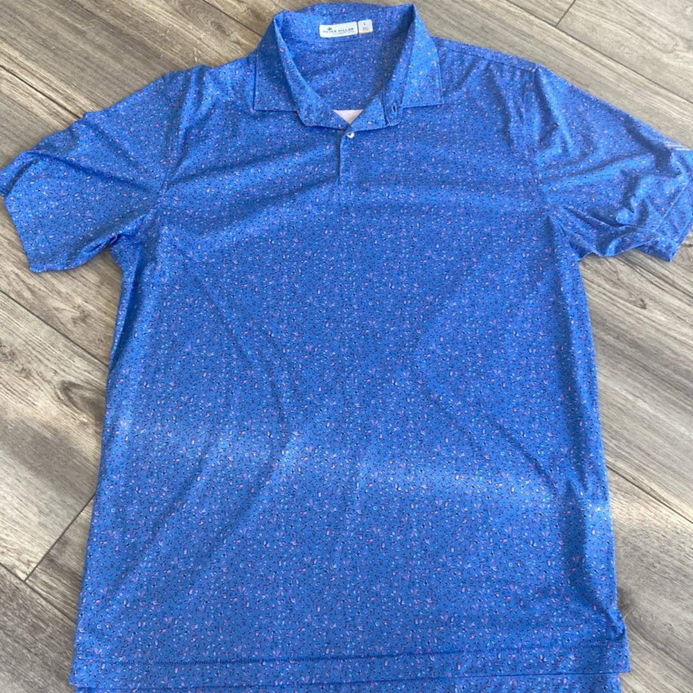 Peter Millar Summer Comfort Blue POLO Shirt SZ XL